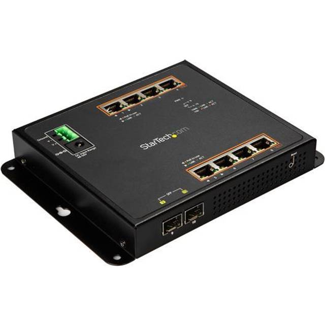 StarTech.com Industrial 8 Port Gigabit PoE+ Switch w/2 SFP MSA Slots - 30W - Layer/L2 Switch Hardened GbE Managed - Rugged High Power Gigabit Ethernet Network Switch IP-30/-40 C to 75 C
