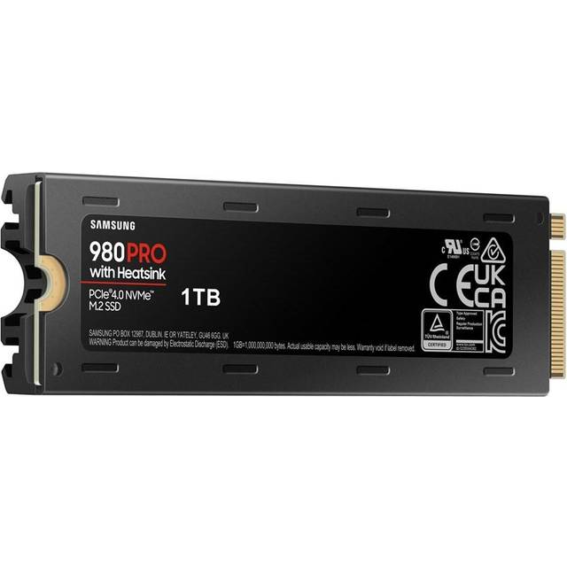 Samsung 980 PRO SSD with Heatsink 1TB PCIe Gen 4 NVMe M.2 Internal Solid State Hard Drive, Heat Control, Max Speed, PS5 Compatible, MZ-V8P1T0CW