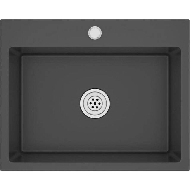 vidaXL Handmade Kitchen Sink Black Stainless Steel 51513, Black