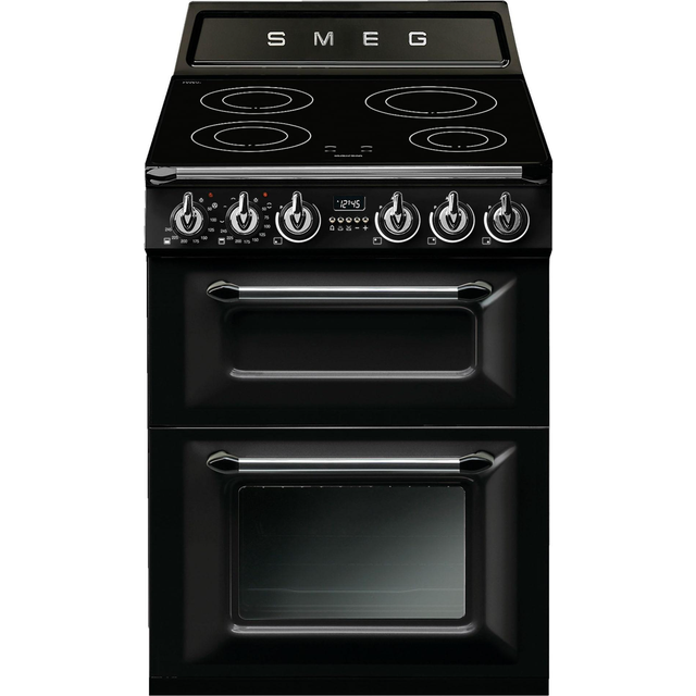 Smeg TR62IBL 60cm "Victoria" Traditional 2 cavity Cooker with Induction hob, Black enamel finish Energy rating AA