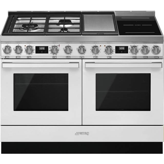 Smeg CPF120IGMPWH Portofino 120cm Dual Cavity Cooker With Mixed Fuel Hob-White