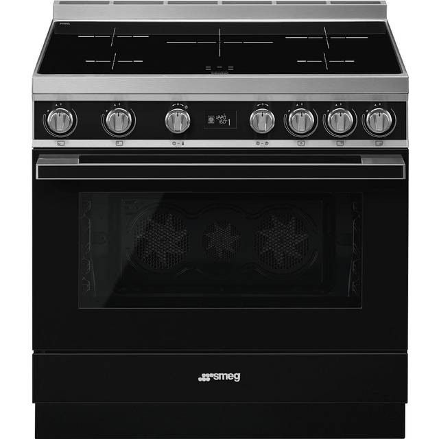 Smeg Portofino CPF9iPBL 90cm Electric Range Cooker with Induction Hob - Black - A+ Rated