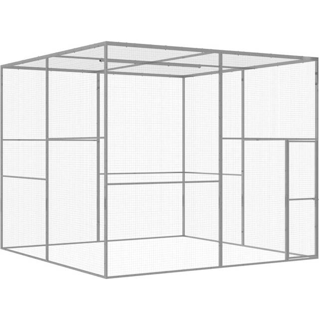 vidaXL Cat Cage 3x3x2.5 m Galvanised Steel - Silver