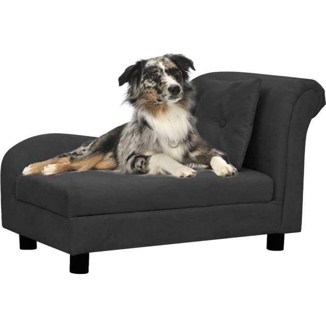 hundesofa med pude 83x44x44 cm plys grå