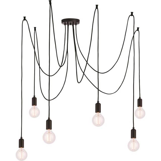 Ensora Lighting Collins 6 Light Pendant Set Black, Black