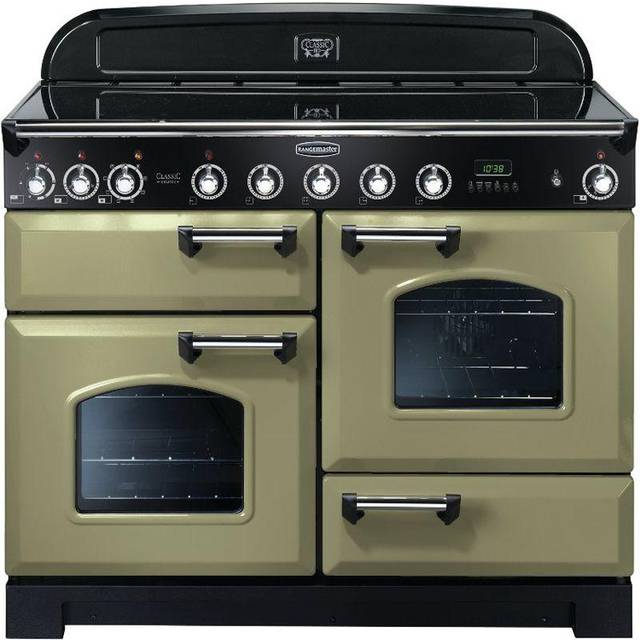 Rangemaster Classic Deluxe CDL110EICB/C 110cm Electric Range Cooker with Induction Hob - Charcoal Black / Chrome - A/A Rated