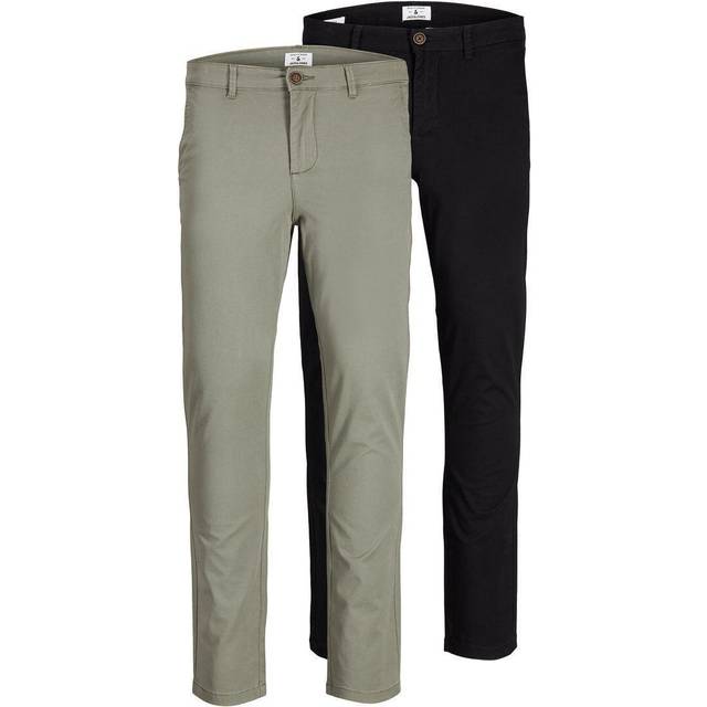 Jack & Jones JACK&JONES Mens Multi-Pack Pants, Marco Paspel Pockets Low Rise Chinos, 2 Pack - Multicolour Cotton - Size 28W/32L
