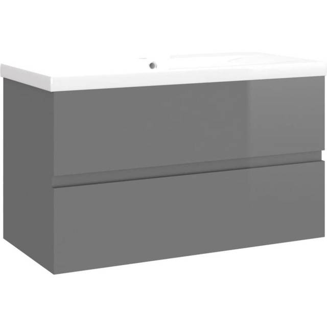 vidaXL Sink Cabinet with Built-in Basin Concrete Grey Engineered Wood