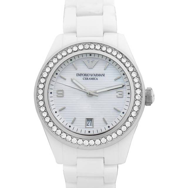 Emporio Armani Ceramica Ladies WatchÃMother of Pearl DialÃCrystal CaseÃAR1426 - Multicoloured