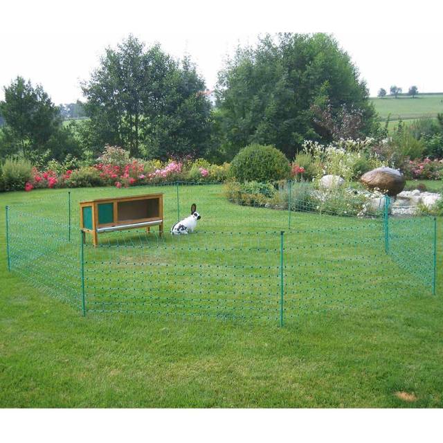 Kerbl Kaninchennetz (elektrifizierbar, L x H 12 m x 65 cm, Farbe grün, Anzahl Pfähle 9, mit Einzelspitze, Netz) 292209
