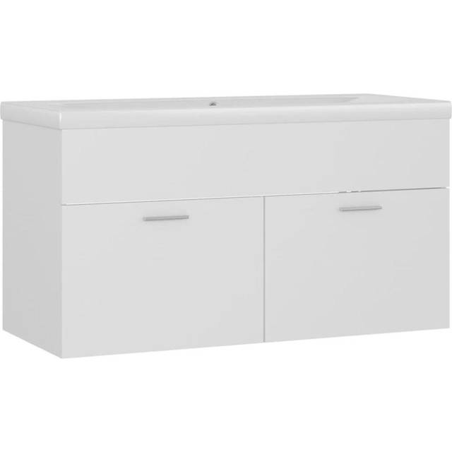 vidaXL Sink Cabinet with Built-in Basin White Engineered Wood