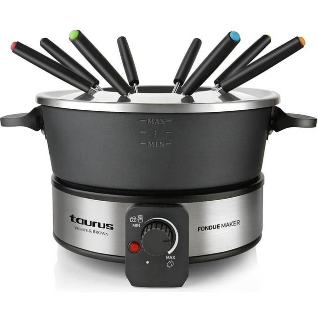 Taurus FF2 Fondue-Gerät, 1000 W, Kapazität 2 l, 8 Personen, einstellbare Temperatur, alle Arten von Fondue, ohne PFOA, Schwarz