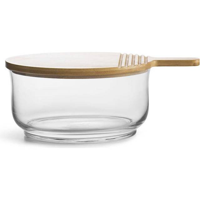 Sagaform serveringsset bestående av en glasskål med bambulock i storleken 21 x 10,5 cm, 5017781