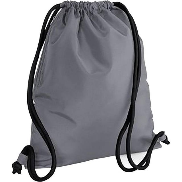 (One Size, Graphite Grey/Black) Bagbase Icon Drawstring Bag/Gymsac (Pack of 2)