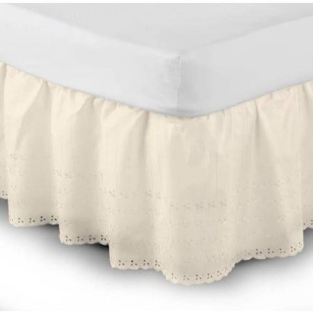 (Double, Cream) Belledorm Easy Fit Broidery Anglaise Platform Valance