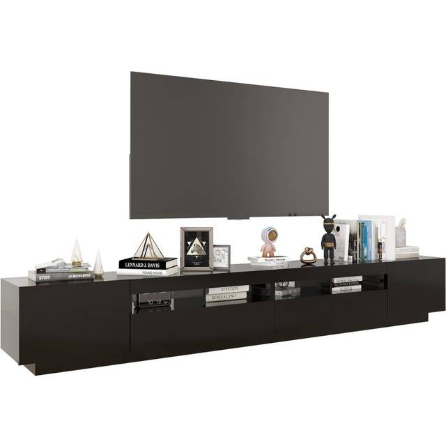 vidaXL TV Cabinet with LED Lights Black Bedroom TV Stand Unit Hifi Cabinet
