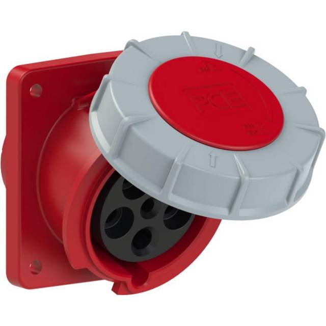 CEE påbyggnadsuttag snett 63 A Twist PCE Power Twist (435-6) IP67 Röd, Grå