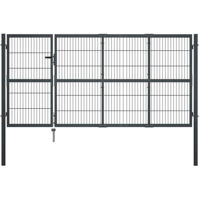 vidaXL Garden Gate with Posts Steel 350x120 cm Anthracite