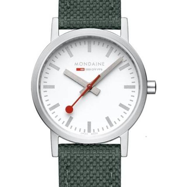 Mondaine Classic Quartz White Dial Green Textile Strap Ladies Watch A658.30323.17SBS