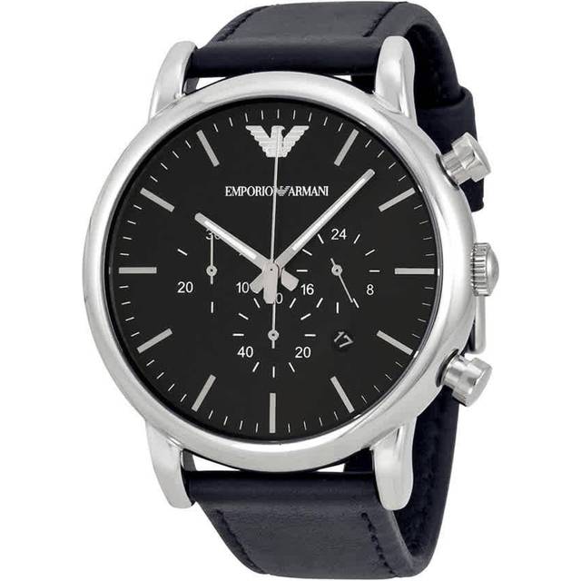 Emporio Armani Mens AR1828 Dress Black Leather Watch