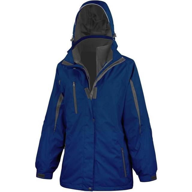 (3XL, Navy / Black) Result Womens/Ladies 3 In 1 Softshell Journey Jacket With Hood