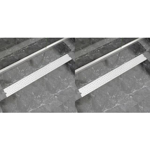 vidaXL 2x Linear Shower Drain Bubble 1030x140mm Stainless Steel Floor Channel