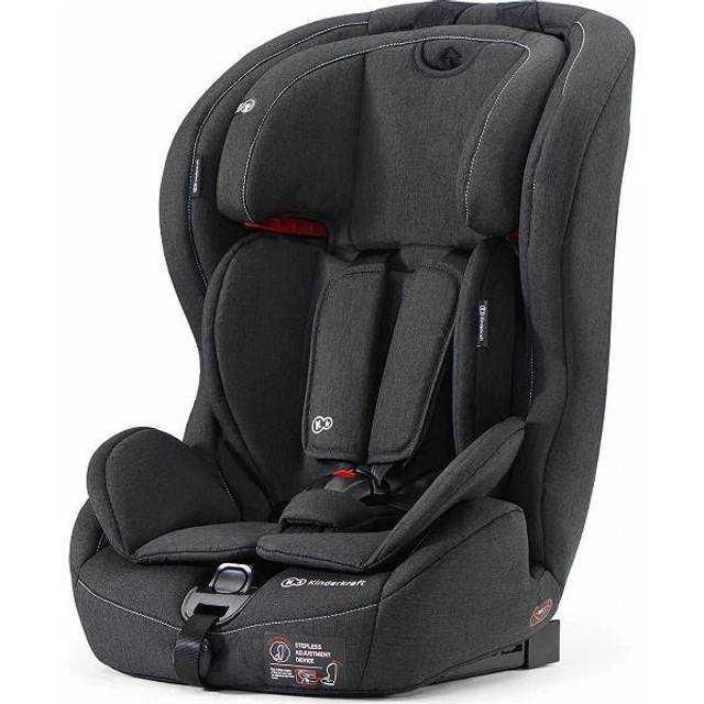 Kinderkraft Bilstol SAFETY FIX, bältesstol, med Isofix, Top Tether, justerbart huvudstöd, för småbarn, spädbarn, grupp 1-2-3, 9–36 kg, upp till 12 år, säkerhetscertifiering ECE R44/04, svert