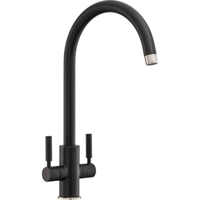 Intense Touch Twin Lever Monobloc Tap - Matt Black (19cm)