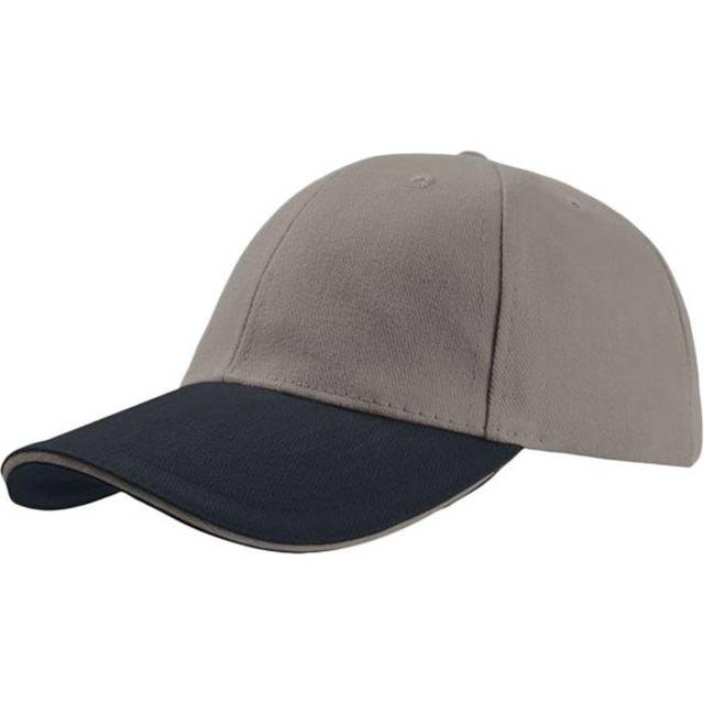 (One Size, Grey/Navy) Atlantis Liberty Sandwich Heavy Brush Cotton 6 Panel Cap (Pack of 2)