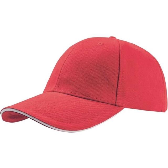 (One Size, Red) Atlantis Liberty Sandwich Heavy Brush Cotton 6 Panel Cap (Pack of 2)