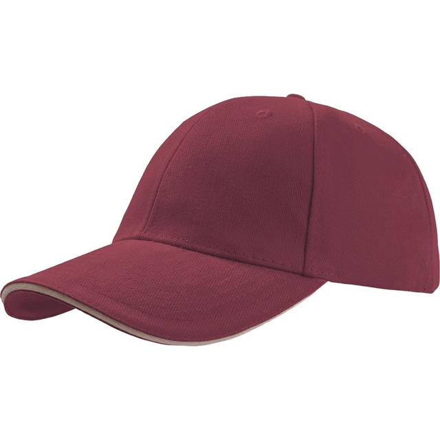 (One Size, Burgundy) Atlantis Liberty Sandwich Heavy Brush Cotton 6 Panel Cap (Pack of 2)