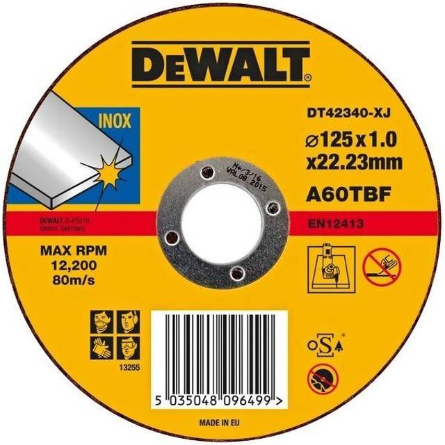 Dewalt - 125mm 4.5'' 1.2mm Thin inox Metal Cutting Disc 22mm Bore Flat Disc x10 Tin