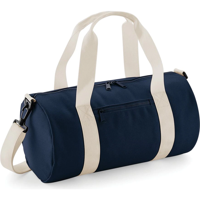 (One Size, French Navy/Off White) Bagbase Mini Barrel Bag (Pack of 2)