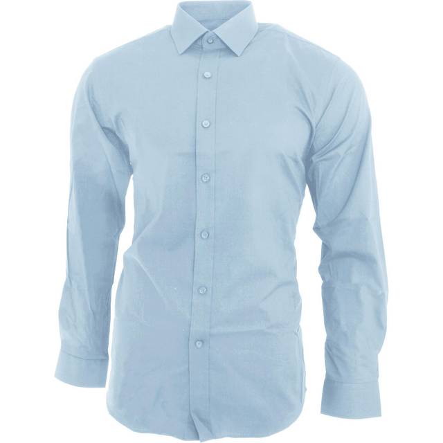 Brook Taverner Mens Pisa Long Sleeve Slim Fit Shirt 14.5 sky blue