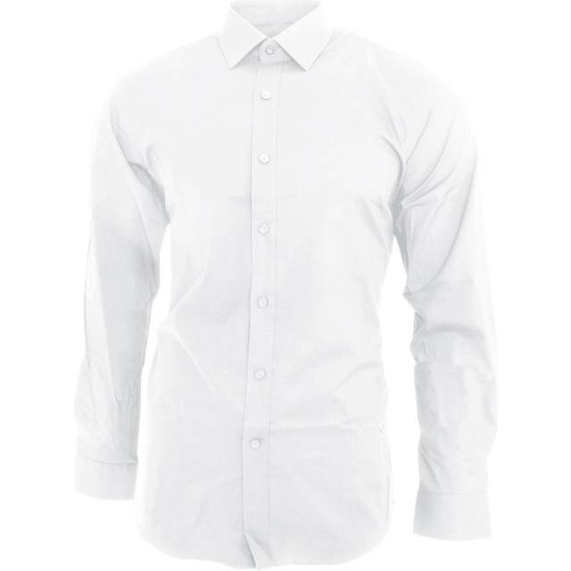 (15.5, White) Brook Taverner Mens Pisa Long Sleeve Slim Fit Shirt