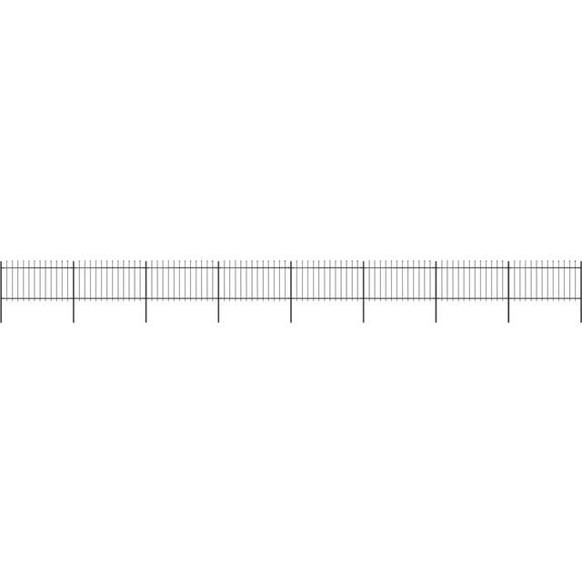 vidaXL Garden Fence with Spear Top Steel 13.6x1 m Black
