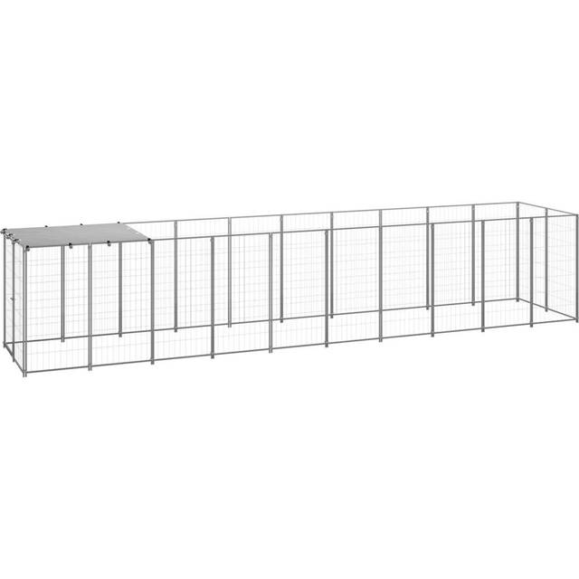 vidaXL Dog Kennel Silver 6.05 m² Steel