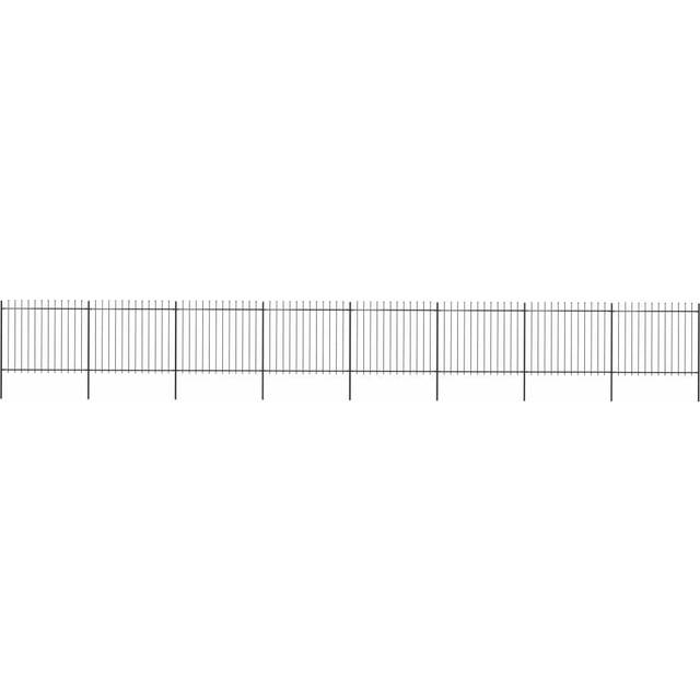 Trädgårdsstaket med spjuttopp stål 13,6x1,5 m svart