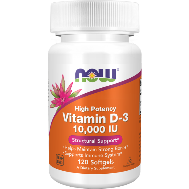 NOW Foods  Vitamin D-3  High Potency   10 000 IU  120 Softgels