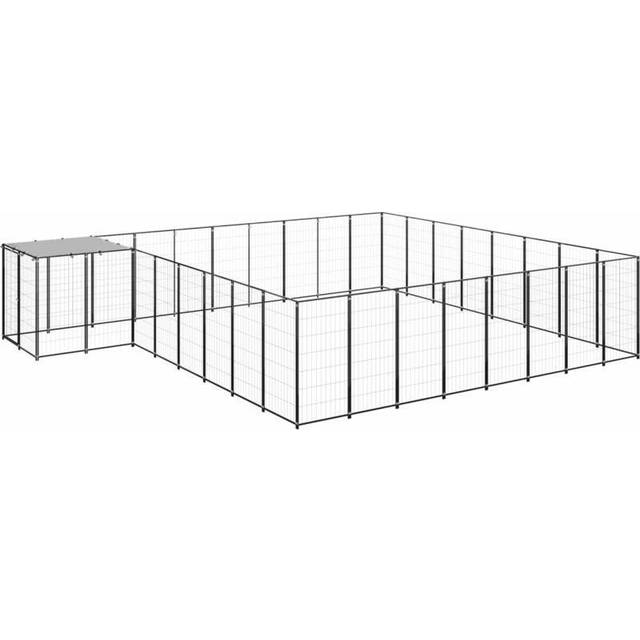 vidaXL Hundgård silver 20,57 m² stål