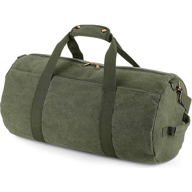 (One Size, Vintage Military Green) Bagbase Vintage Canvas Barrel Bag