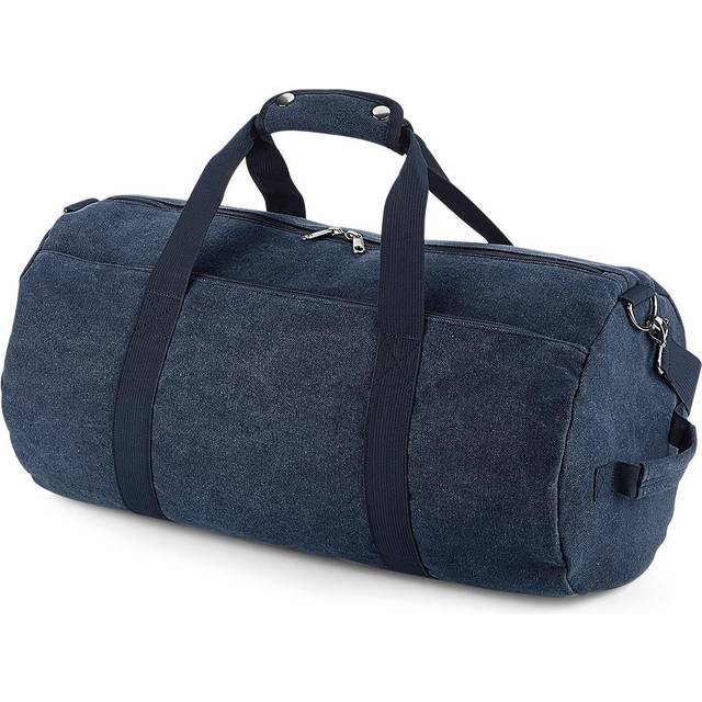 (One Size, Vintage Oxford Navy) Bagbase Vintage Canvas Barrel Bag