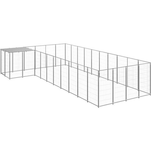 vidaXL Dog Kennel Silver 13.31 m² Steel