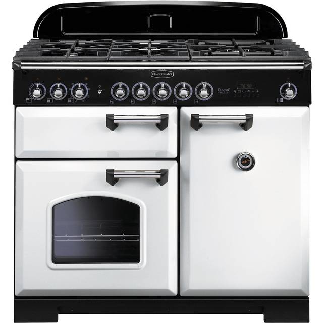 Rangemaster CDL100DFFWH/C Classic Deluxe 100cm Range Cooker, Dual Fuel