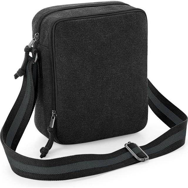 (One Size, Vintage Black) Quadra Vintage Canvas Mini Reporter Bag