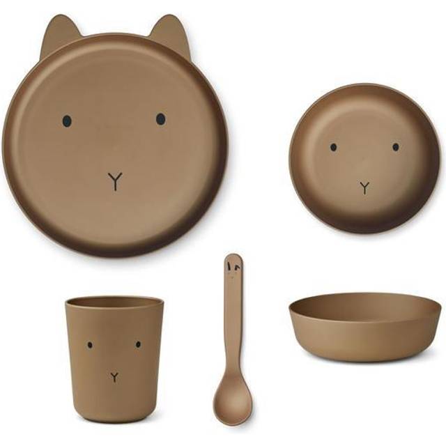 Liewood Rabbit Stormy Blue Brody Cat-shaped Silicone Tableware Set of 4 1 Size