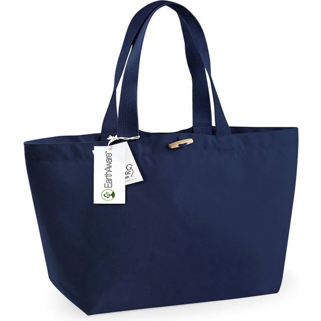 (One Size, French Navy) Westford Mill Organic Marina Tote Shopping Bag (20L) (Pack of 2)