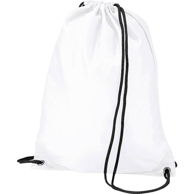 (One Size, White) BagBase Budget Water Resistant Sports Gymsac Drawstring Bag (11L) (Pack of 2)