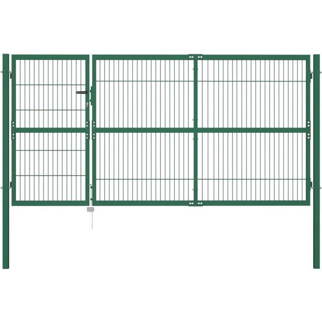 vidaXL Garden Gate with Posts Steel 350x140 cm Anthracite
