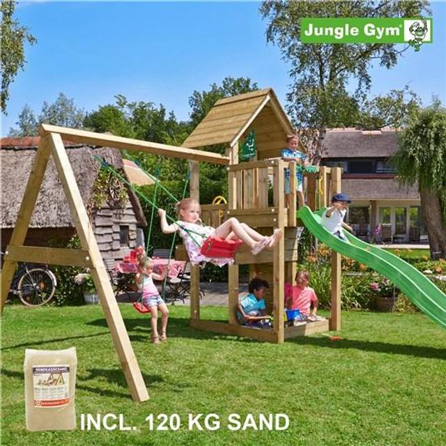 Lektorn Jungle Gym Cubby Klättervägg, Sandlåda, 2 Gungor